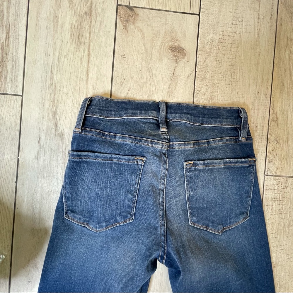 Frame Denim Blue Le Skinny Jeans Raw Hem Size 24 - Picture 4 of 9